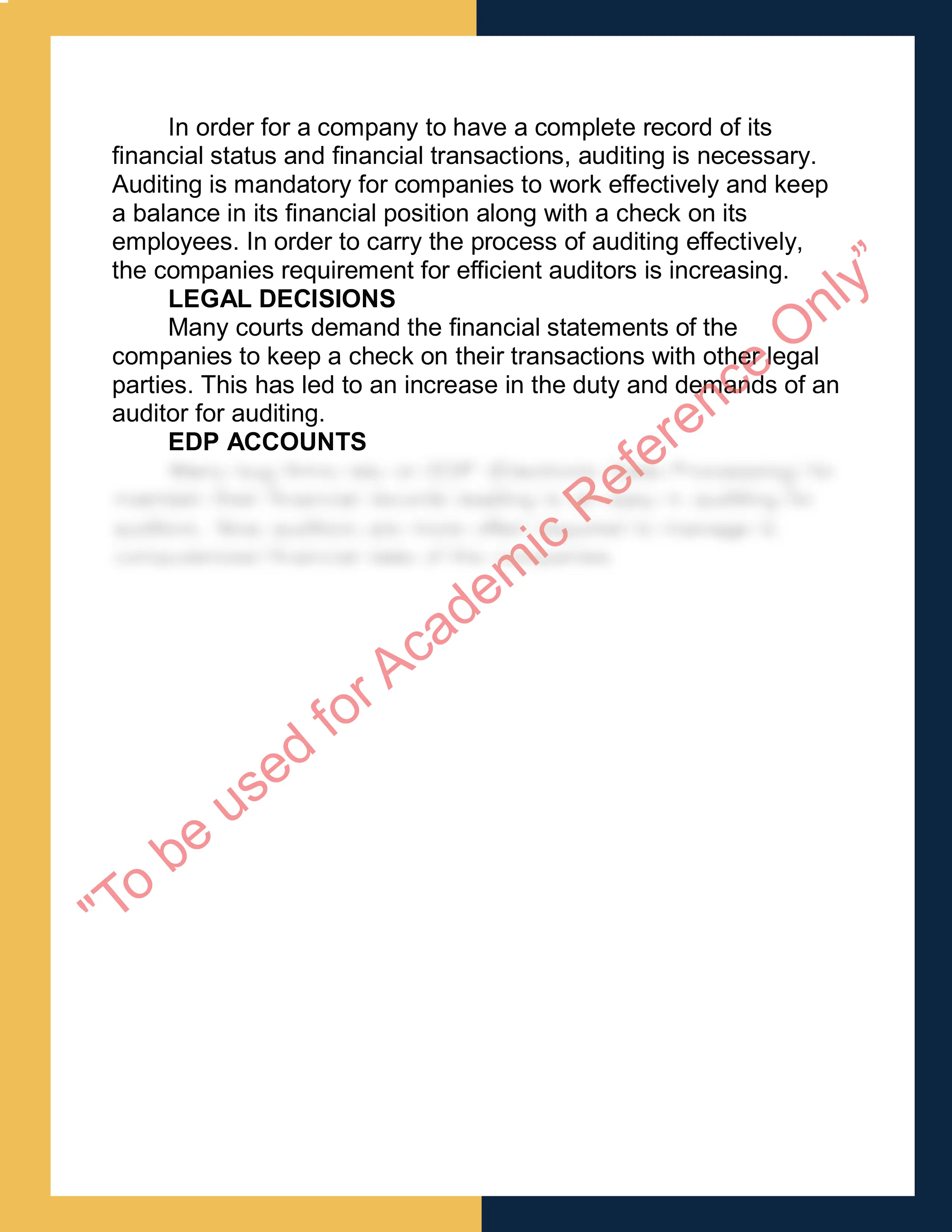 Auditing Online writing sample 3